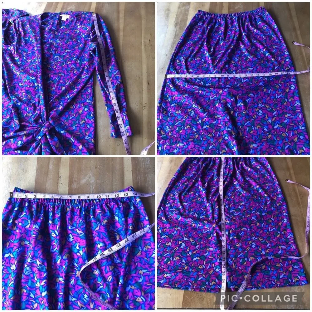 Vintage 80s Matching Set Tunic and Skirt Colorful Gloria Vanderbilt Suit Large